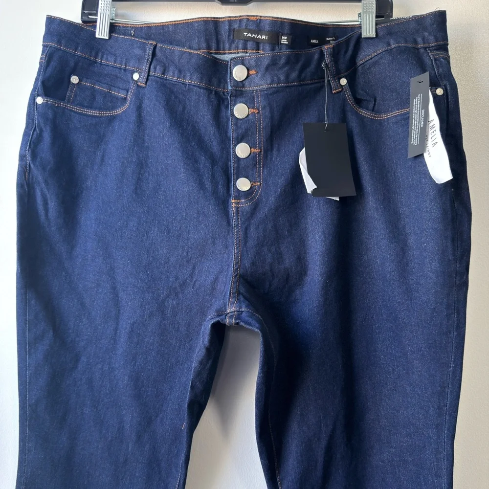 Tahari Women's Amelia Button Fly Skinny Blue Jeans Sz 24W - Picture 3 of 16